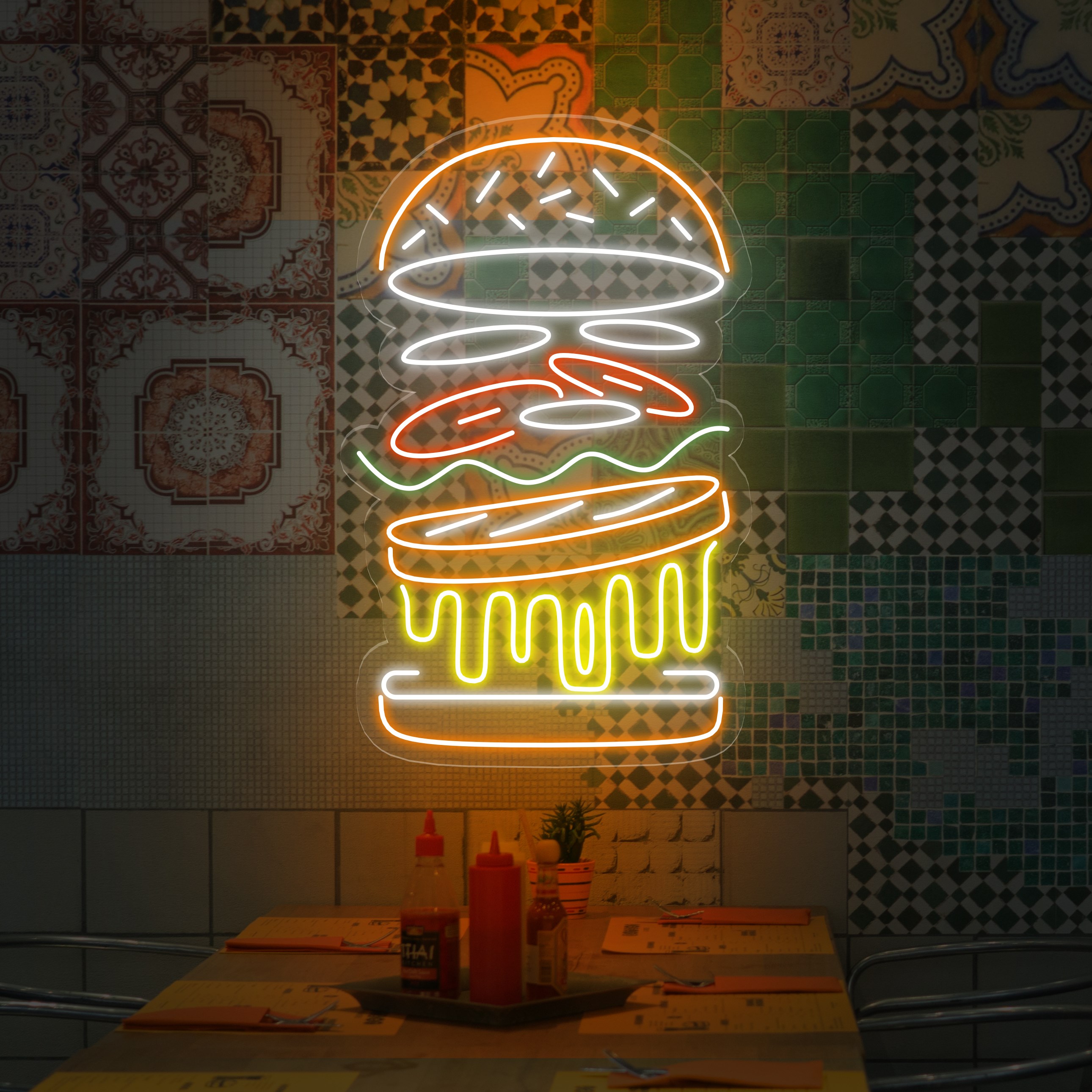 Bild von Neon Lecker Hamburger