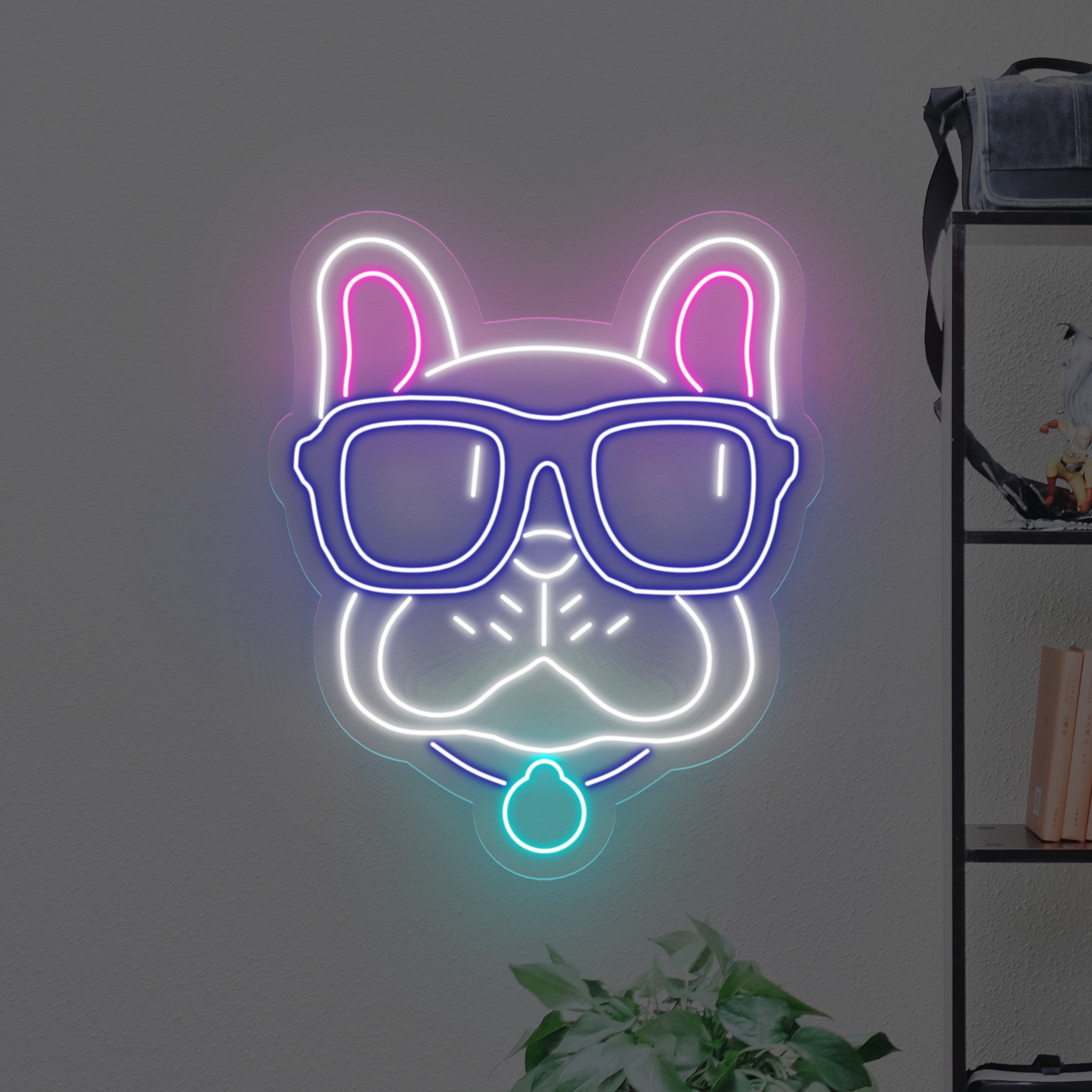 Picture of Bulldog with Glasses Neon Sign