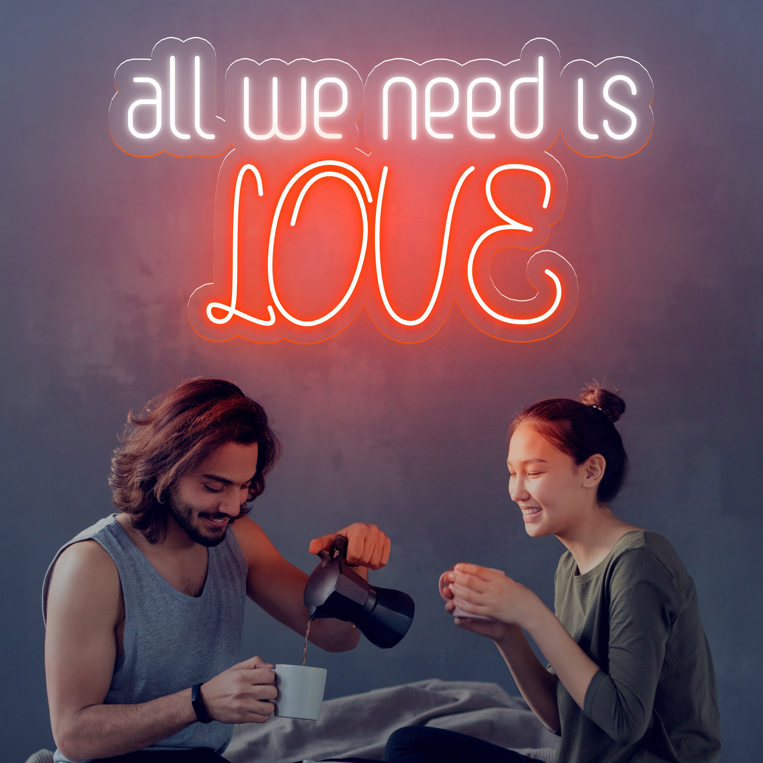 Imagem de Neón frase "all we need is love"