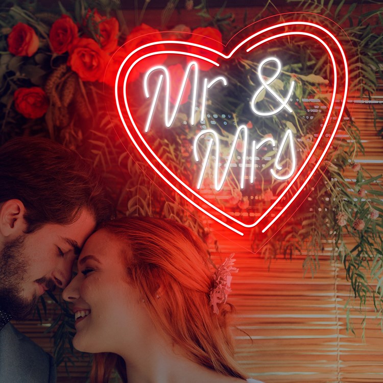 Bild von Neon für Hochzeit "Mr and Mrs"