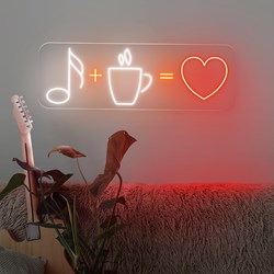 Zeige Details für Neon "Coffee + Music = Love" Bild von Neon "Coffee + Music = Love"