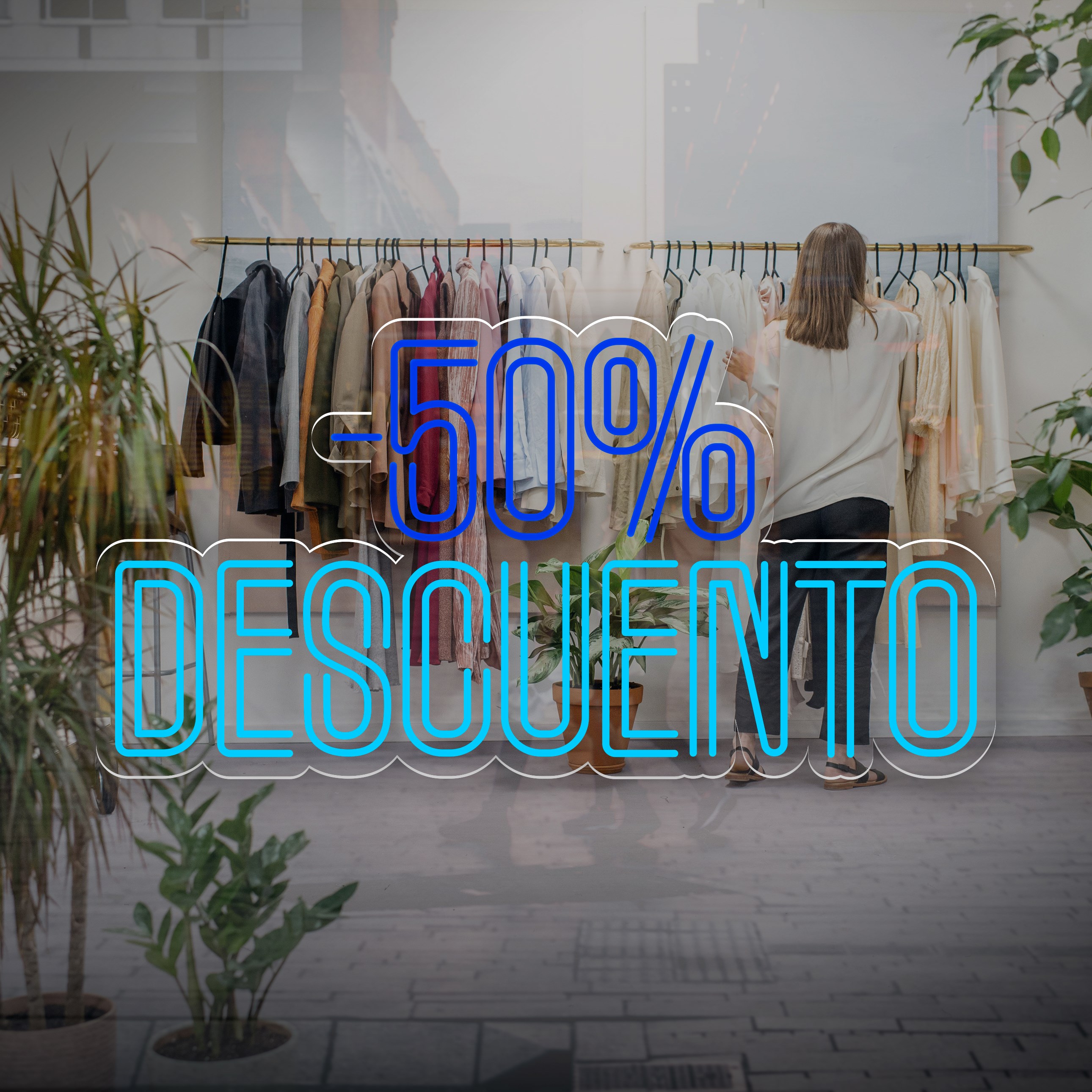 Imagen de Neón para tiendas "50% descuento"