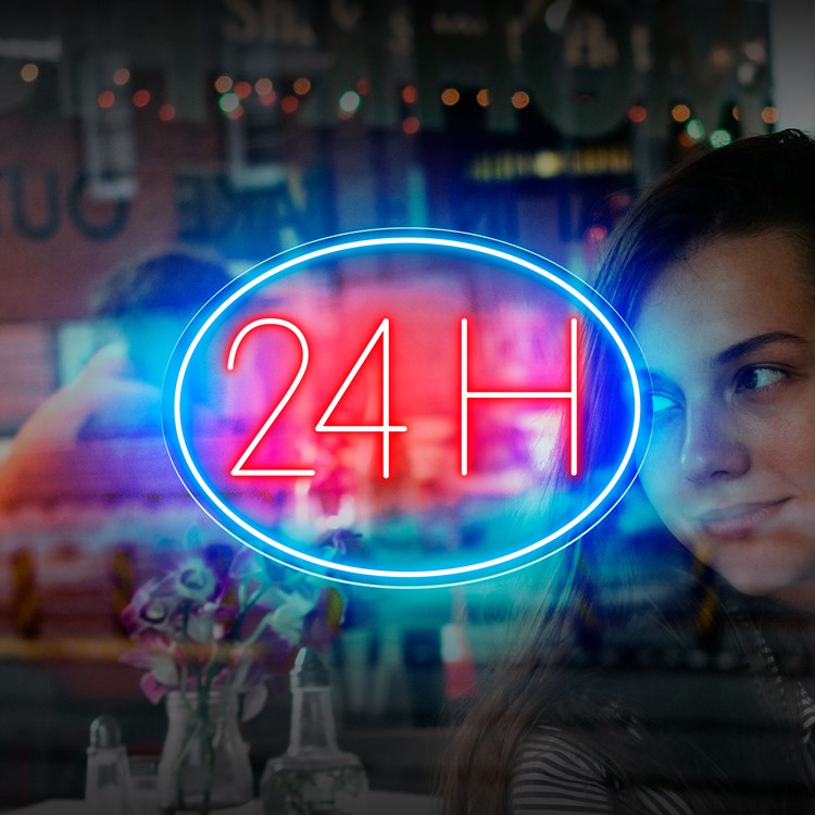 Bild von Neon für "24H" geöffnet