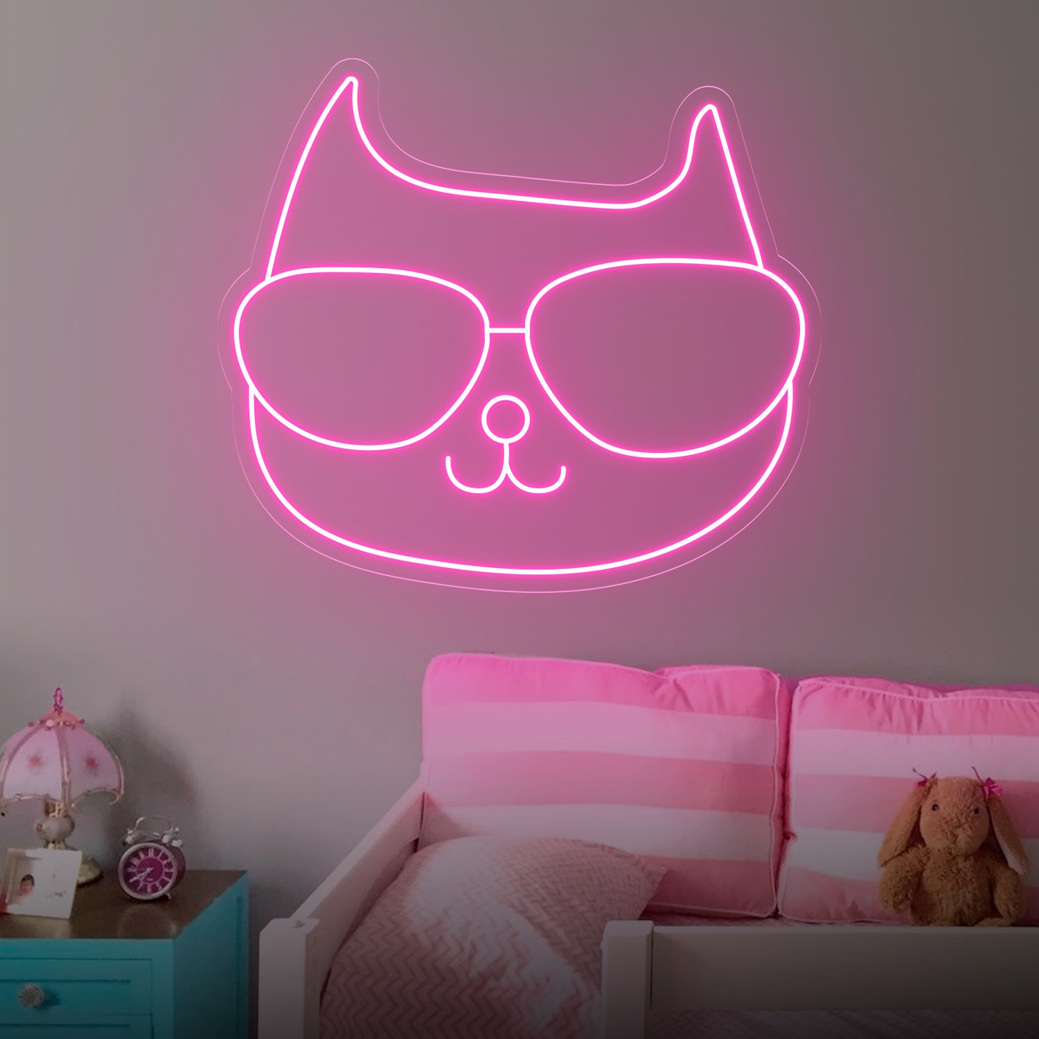 Picture of Cat with Sun Glasses Neon Sign
