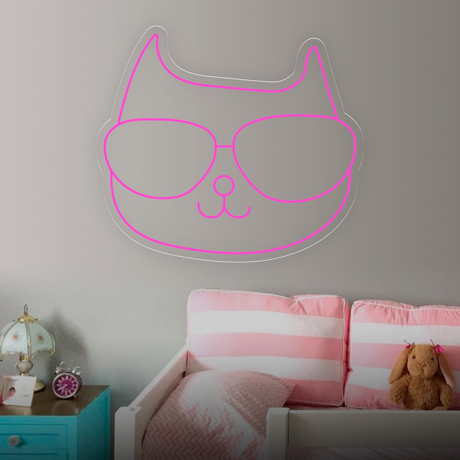 Picture of Cat with Sun Glasses Neon Sign