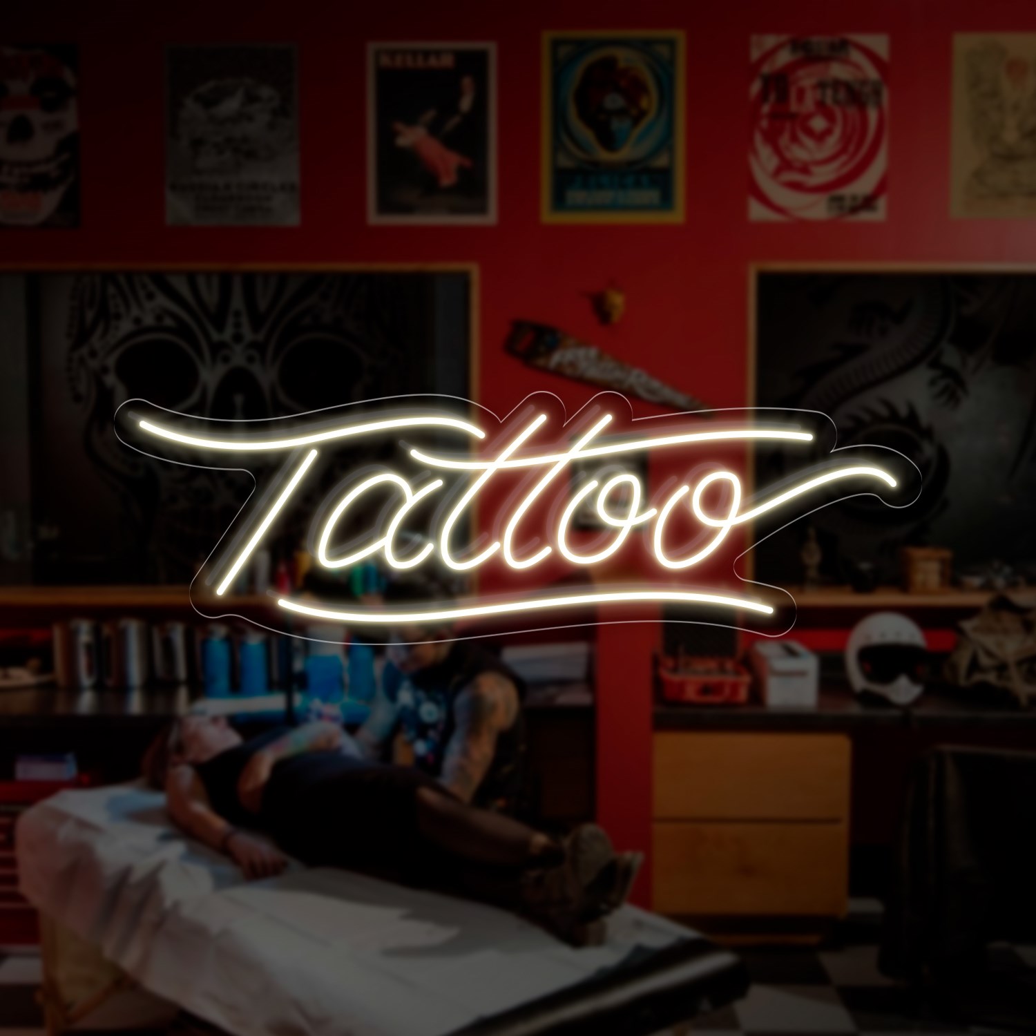 Tattoo salon logo in a neon style neon sign Vector Image