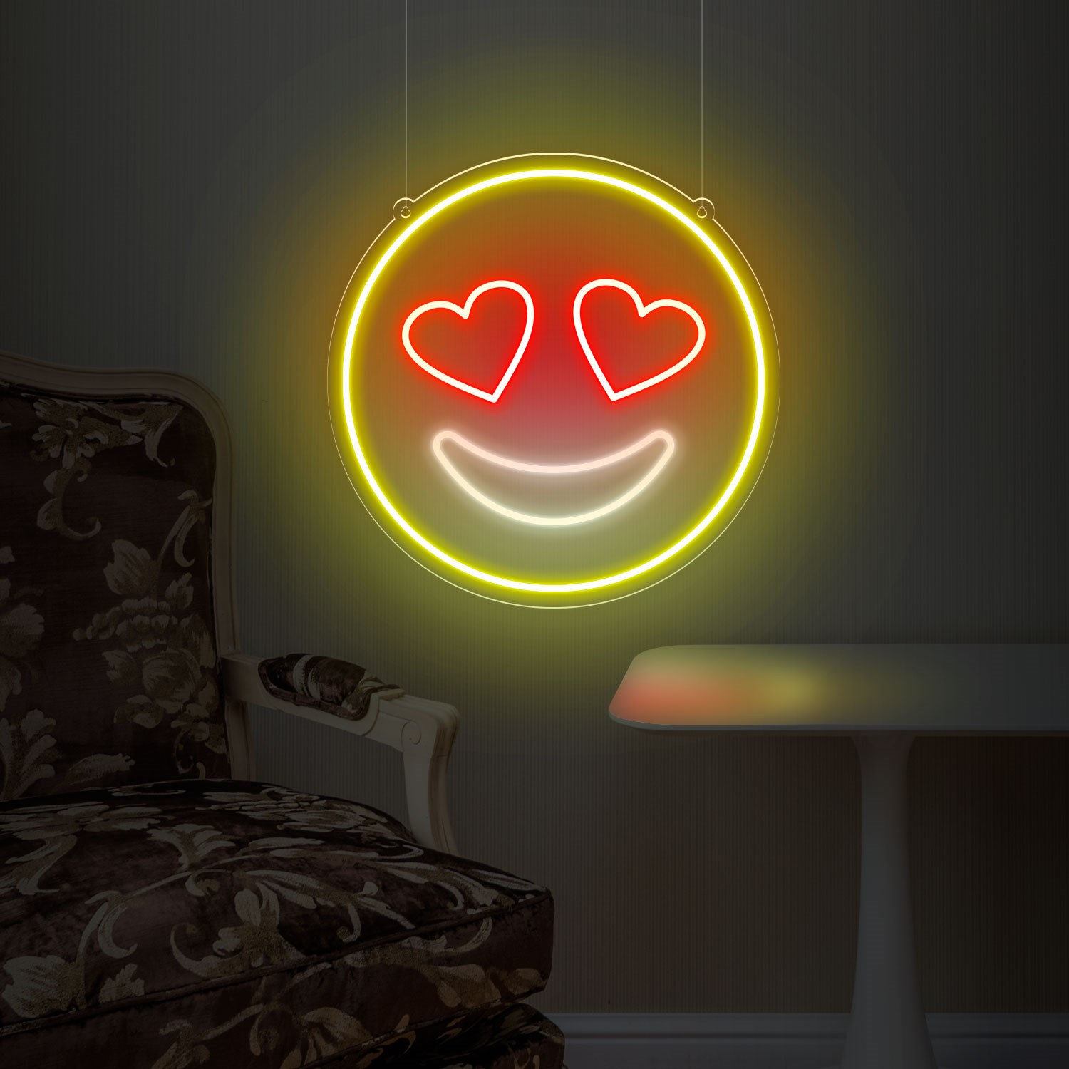 Image de Néon "Emoji yeux coeurs"