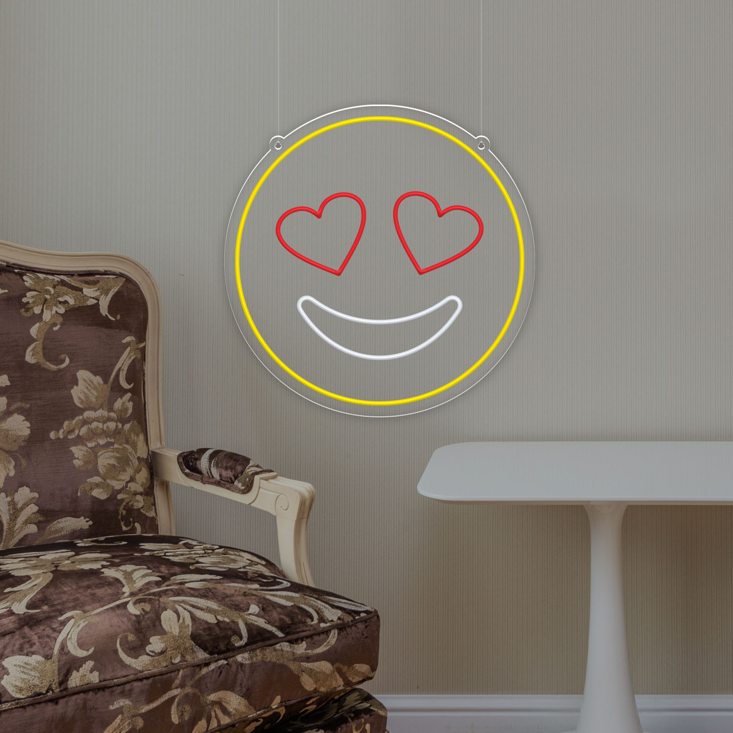 Heart Eyes Neon Emoji Sign for Tween or Teen Bedroom