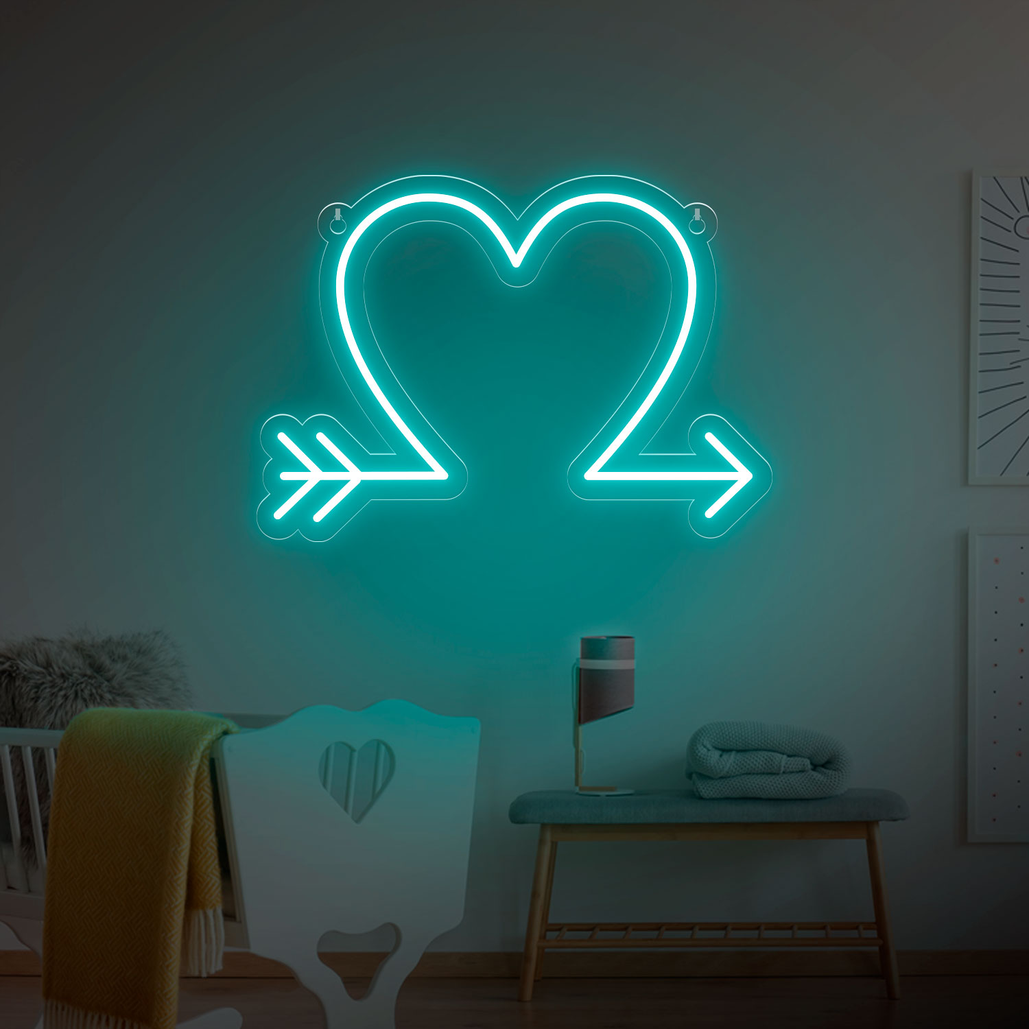 Bild von Neon für den Valentinstag Pfeil Herz
