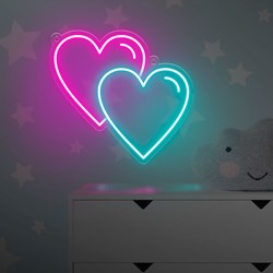 Mostrar detalles de Neón para San Valentín Corazón Doble #2 Imagen de Neón para San Valentín Corazón Doble #2