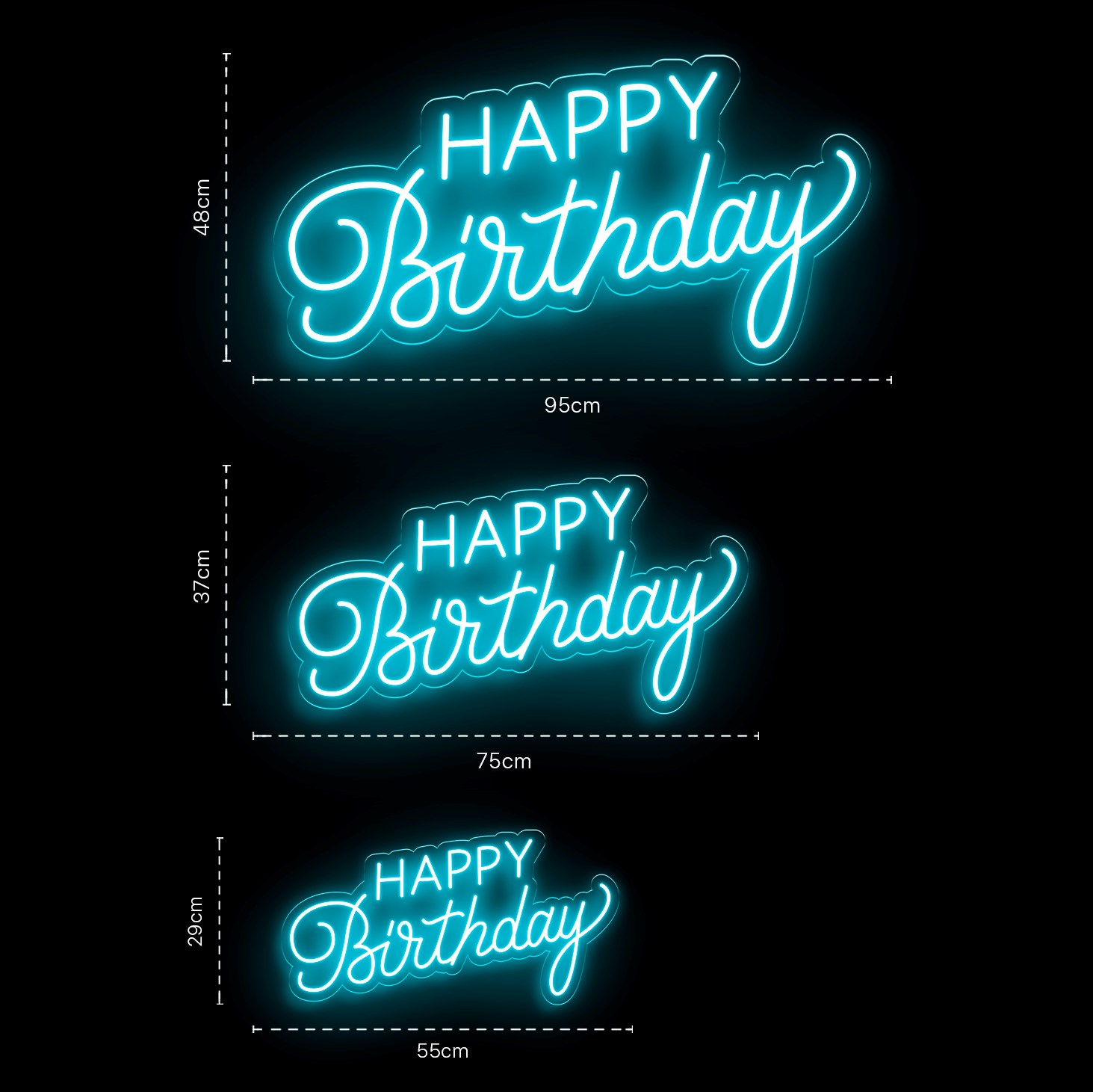 Neon Happy Birthday #2 Letras y Carteles de Neón Personalizados Online. Oh!  My Neon, donde Comprar Letreros de Neón Personalizados Flexibles y Baratos