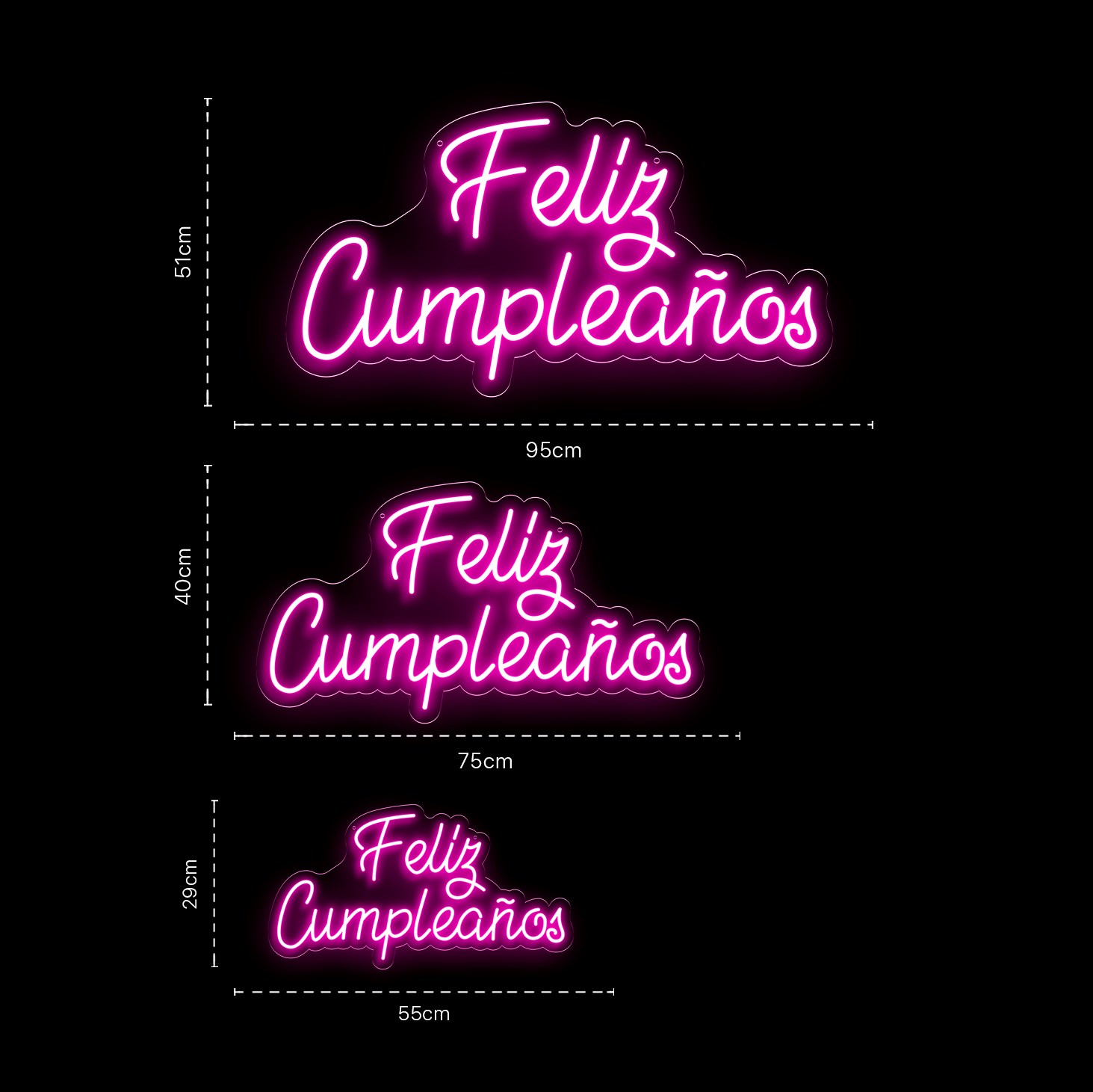 Happy Birthday Neon Sign #3 Letras y Carteles de Neón Personalizados  Online. Oh! My Neon, donde Comprar Letreros de Neón Personalizados  Flexibles y Baratos